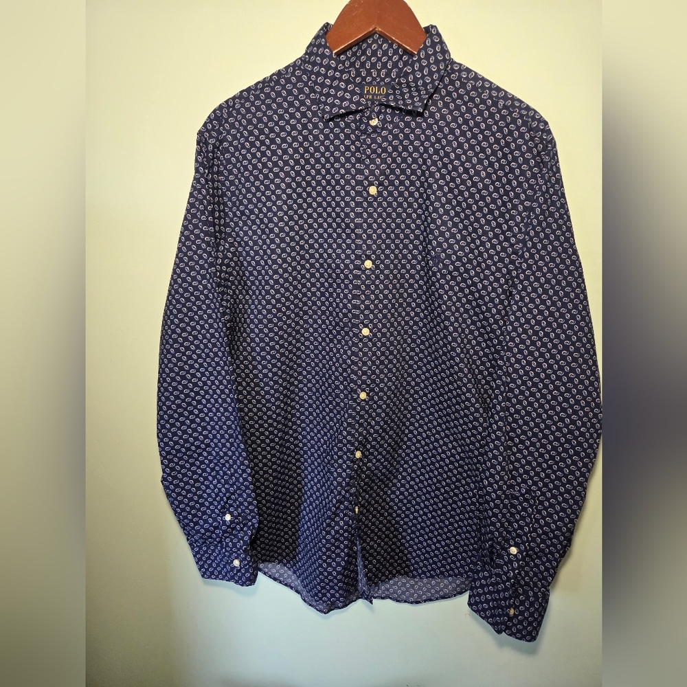 Polo by Ralph Lauren Men's Blue Button-Up Shirt Slim Fit